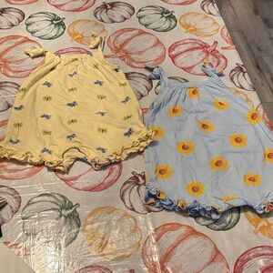 Old Navy Light Blue Romper with Yellow Sunflowers